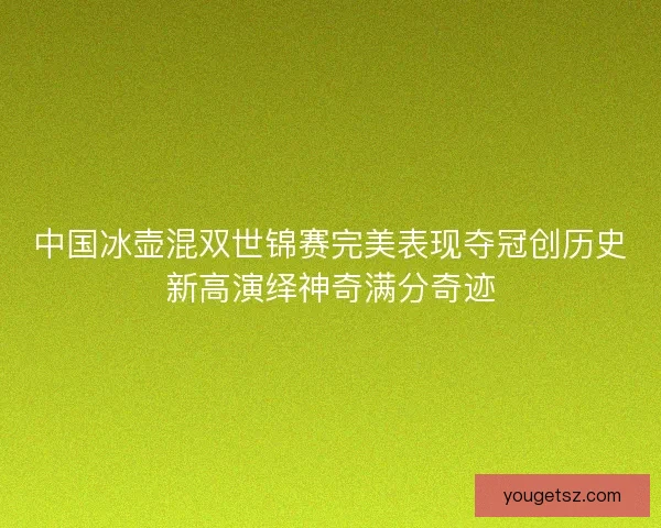 中国冰壶混双世锦赛完美表现夺冠创历史新高演绎神奇满分奇迹