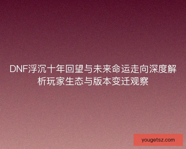 DNF浮沉十年回望与未来命运走向深度解析玩家生态与版本变迁观察